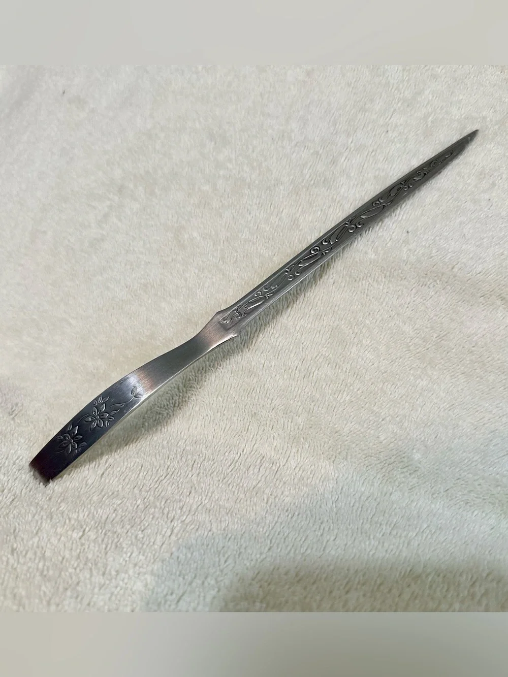 Vintage Wescosa Stainless Steel Floral Etched Letter Opener Desk Decor Japan